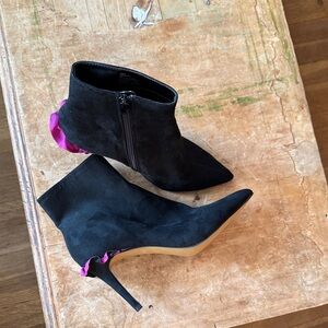 Betsey Johnson Black and Pink Heeled Boots